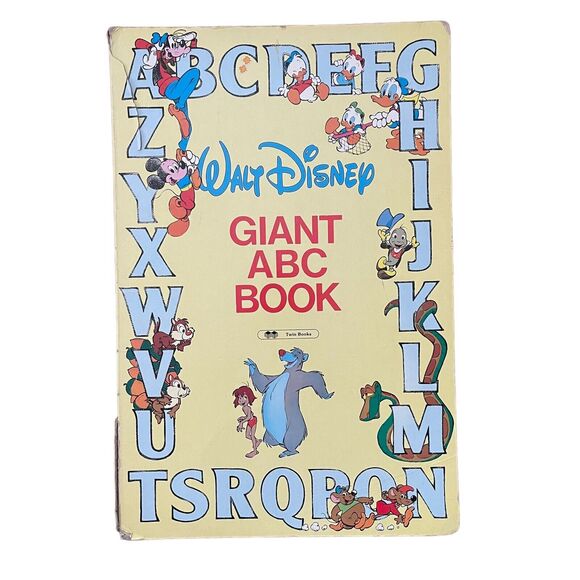 1989 Walt Disney Giant ABC Book 24"x16" Hard Board Twin Books Large Yellow - Picture 1 of 16